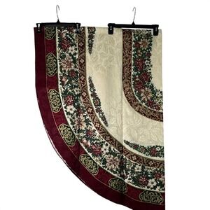 VTG Florentine Christmas Tablecloth 80x60 + 13 Napkins Poinsettia‎ Holiday Set